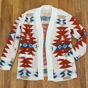 Aztec Patterned Cardigan Sweater